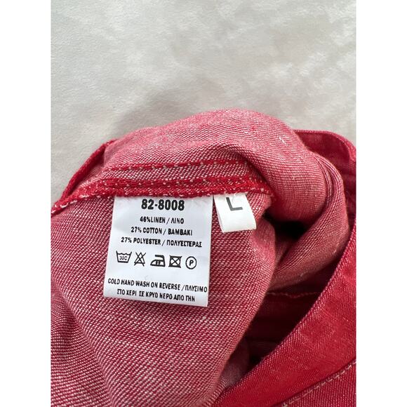 Ozai N Ku Linen Cherry Red Trouser Pants Greece Sustainable Lagenlook Womens L - Picture 7 of 10